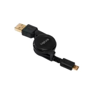 Image of LogiLink CU0090 USB cable 0.75 m USB 2.0 USB A Micro-USB B Black