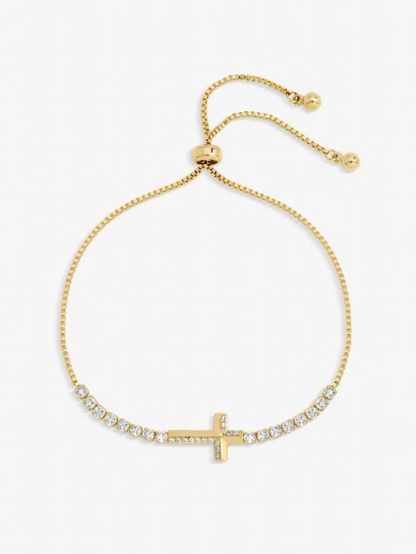 Image of Jon Richard Womens Gold Plated & Crystal Cross Toggle Bracelet Gold Female One Size