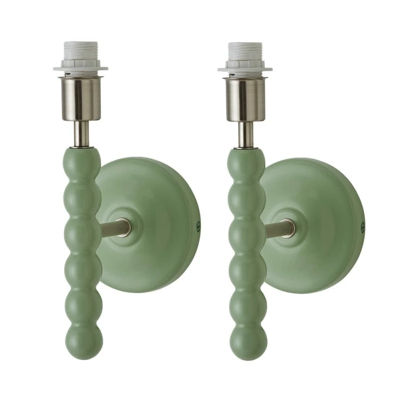 Image of ValueLights ValueLights Bobbins Pair of Pastel Bobble Style Wall Light Bases in Pale Green Pale Green One Size Unisex 5059406068591