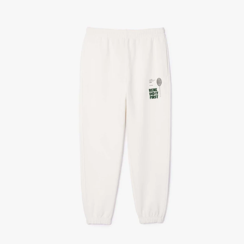 Image of Lacoste Relaxed-Fit Piqu Sweatpants Cream male 2XS