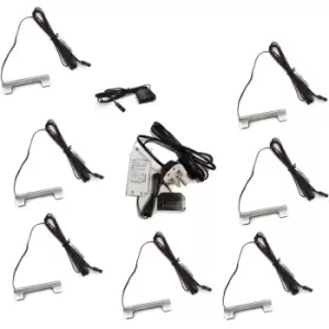 Image of Glass Clips LED Light Set Metal 66mm Cupboard Lighting Kit - Light Colour Warm White - Lights 7