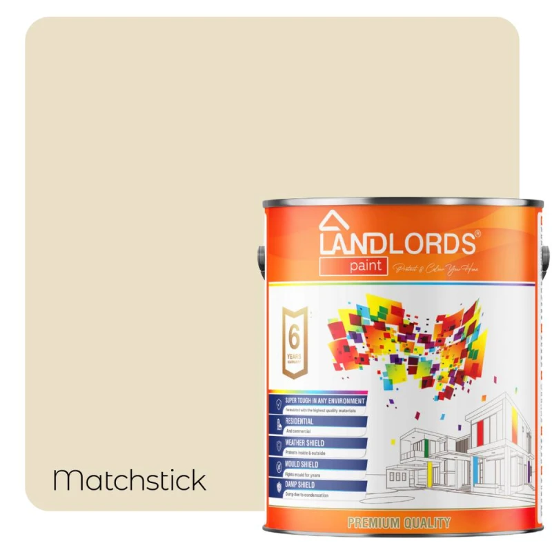 Image of Landlords Paint - Kitchen & Bathroom Paint - Mould Resistant, Washable & Durable - Matchstick - 5L