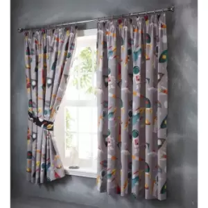 Image of Portfolio Home Kids Club Spaceman Astronaut One Pair Of Lined Curtains (66 X 72") With Matching Tie Backs