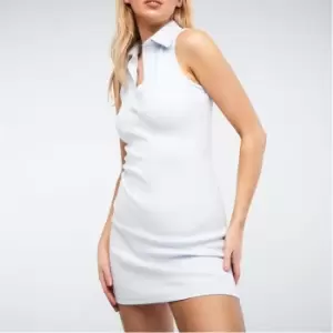 Image of Missguided Rib Polo Collar Mini Dress - Blue