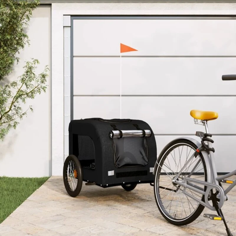 Image of VIDAXL Pet Bike Trailer Black Oxford Fabric and Iron Vidaxl 93842