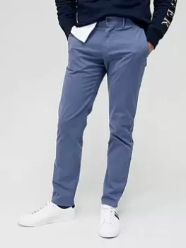 Image of Tommy Hilfiger Denton Straight Fit Flex Satin Chinos - Faded Indigo, Faded Indigo, Size 36, Inside Leg Regular, Men