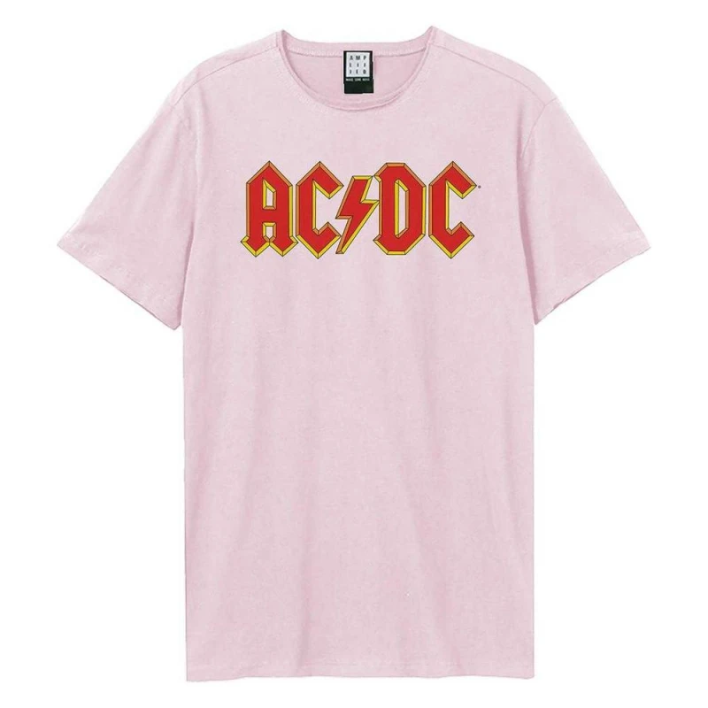 Image of Amplified Mens AC DC Logo T-Shirt in Pink Size: XS Pink Male XS