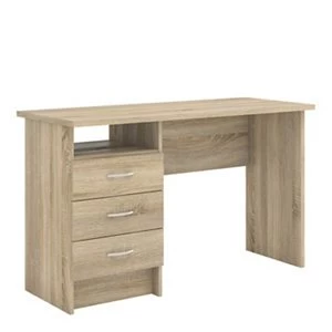 Image of Matt oak effect 3 Drawer Desk (H)726mm (W)1201mm (D)481mm