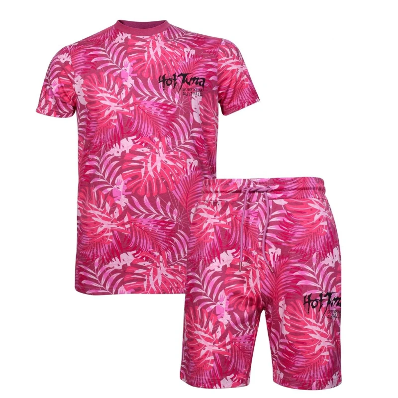 Image of Hot Tuna Top and Shorts Set Mens - Pink Pink S