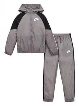 Image of Nike Childrens Nsw Woven Tracksuit - Grey/Black