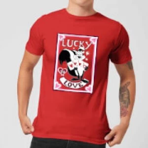 Image of Looney Tunes Lucky In Love Pepe Le Pew Mens T-Shirt - Red - S
