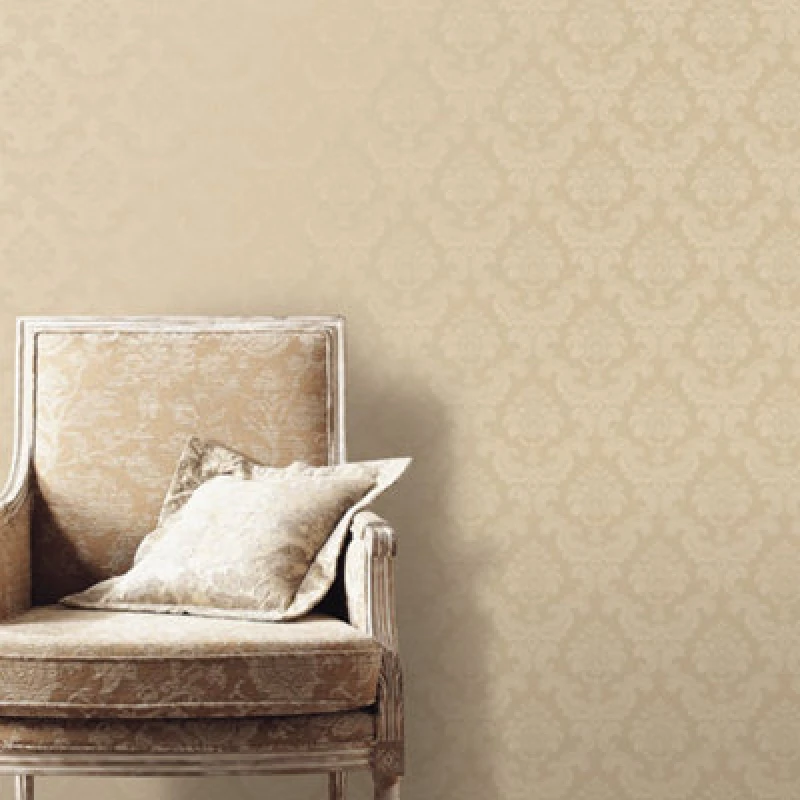 Image of Galerie Simply Silks 4 Dark Cream Feathered Damask Embossed Wallpaper