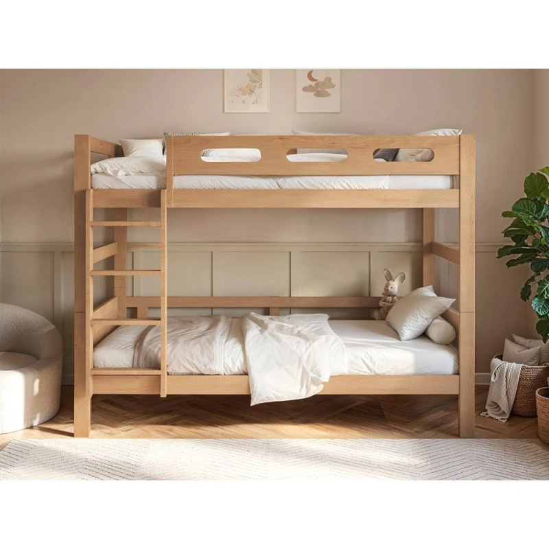 Image of Flair Elijah Detachable Wooden Bunk Bed in Brown Size: Single Brown Unisex Single