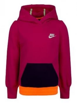 Image of Nike Younger Girls Colorblock Overhead Hoodie - Purple, Purple, Size 3-4 Years, Women