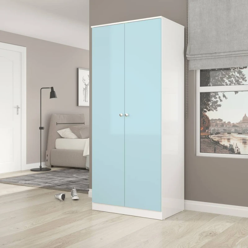 Image of Seconique Denver 2 Door Wardrobe in Blue Blue Unisex