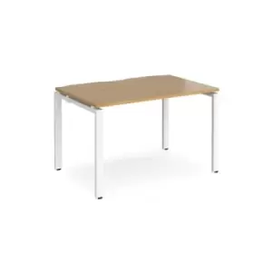 Image of Bench Desk Single Person Rectangular Desk 1200mm Oak Tops With White Frames 800mm Depth Adapt