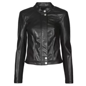 Image of Guess FIAMMETTA JACKET womens Leather jacket in Black. Sizes available:S,M,L,XL,XS