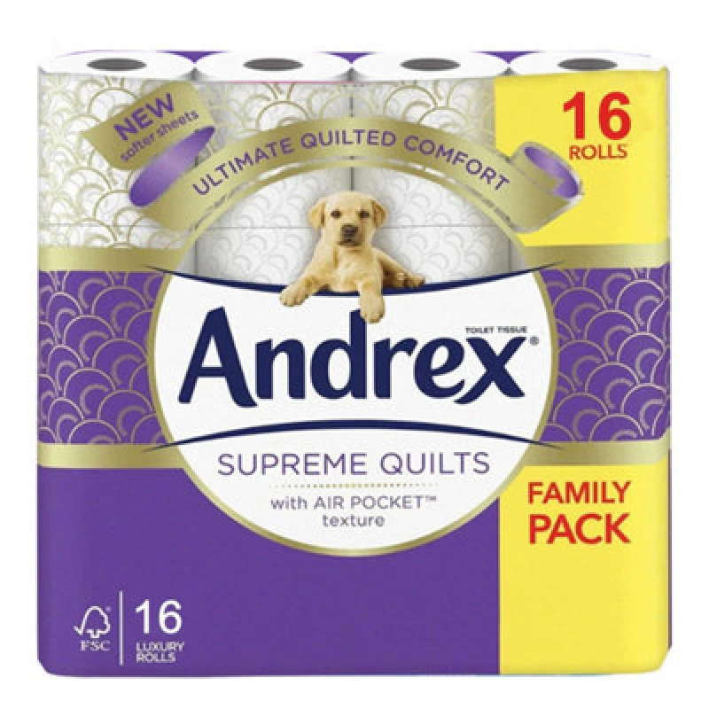 Image of Andrex 'Toilet Rolls' x48 Supreme Quilts Fragrance-Free 3 Ply Toilet Paper White