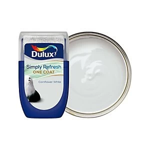 Image of Dulux Simply Refresh One Coat Cornflower White Matt Emulsion Paint 30ml