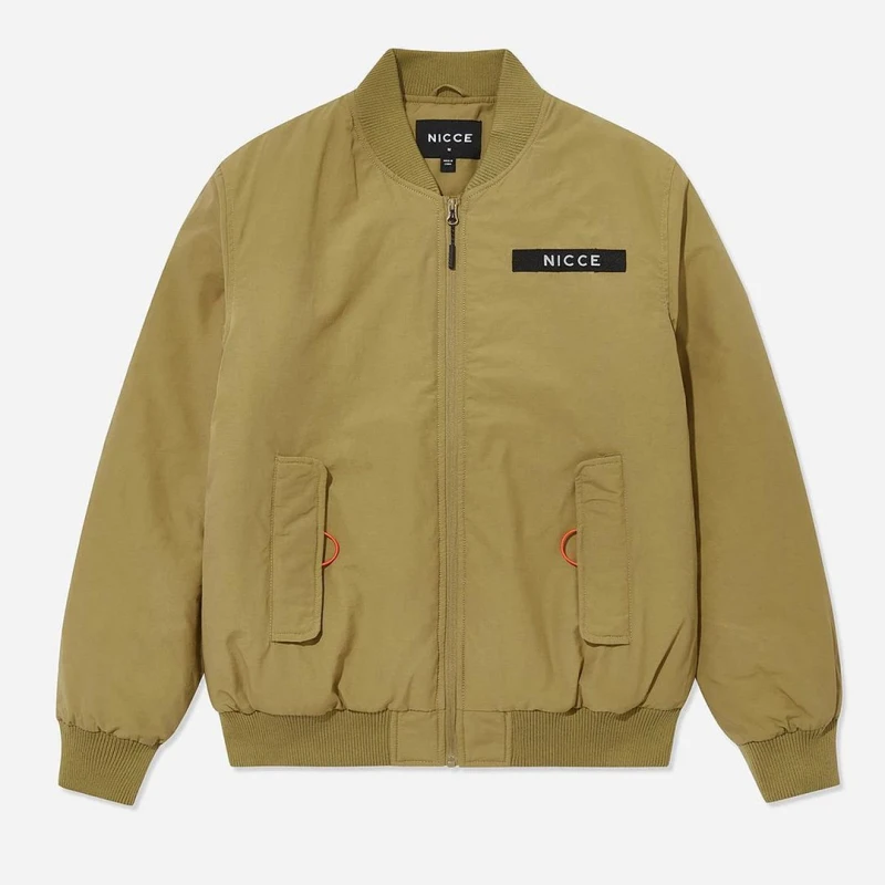 Image of Nicce Mens Long Sleeve Zip Up Light Brown Meru Bomber Jacket Size: Small Brown Male S