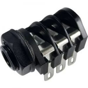 Image of 6.35mm audio jack Socket horizontal mount Number of pins 3 Stereo Black Cliff CL1200