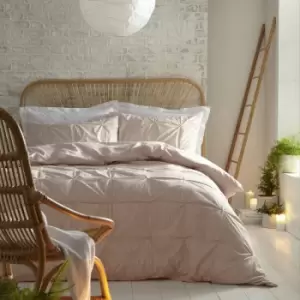 Image of Apple Tree - Appletree Loft Lumina Pinch Pleat Geometric 100% Cotton Duvet Cover Set, Coral, Single