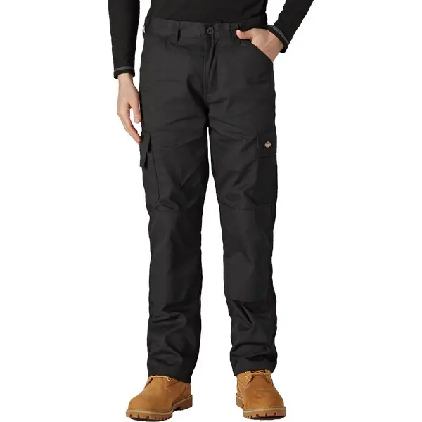 Image of Dickies Mens Everyday Polycotton Knee Pad Pouches Workwear Trousers 36R - Waist 36', Inside Leg 32' Black ED247-BLK-36R
