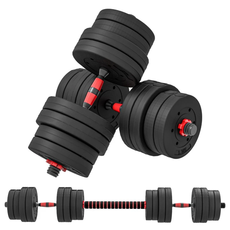 Image of HOMCOM 30Kg Adjustable 2 In 1 Barbell Dumbbells Weight Set For Body Fitness, Black A91-143V02BK