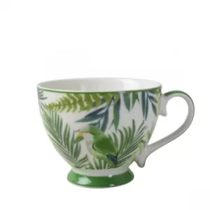 Image of Footed Mug in Emerald Eden design with Light Green Handle