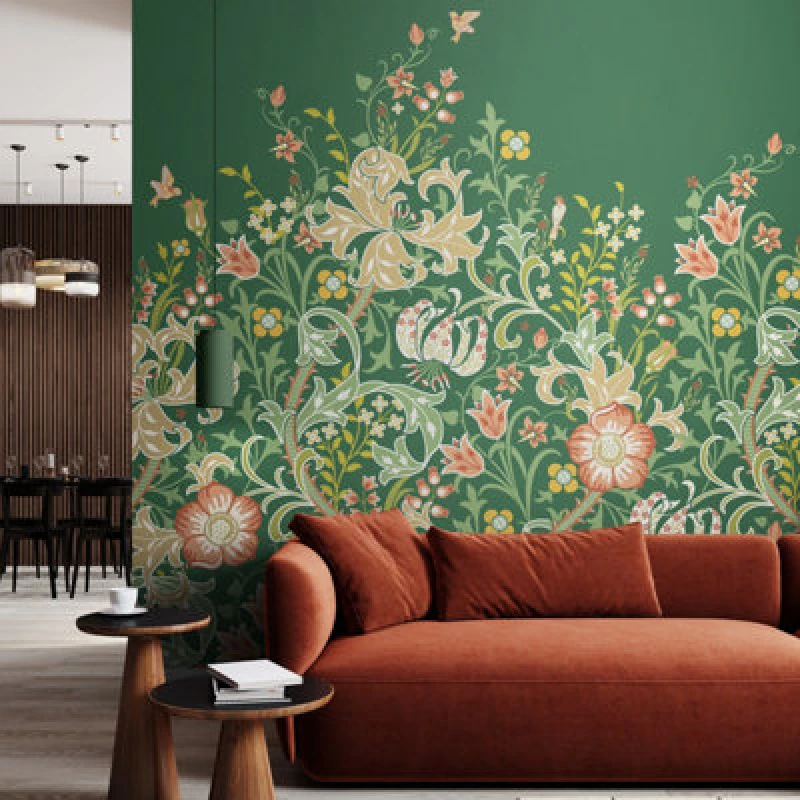 Image of Origin Murals Trailing Lily - Forest Green Matt Smooth Paste The Wall Mural 350Cm Wide X 280Cm High