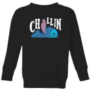 Image of Disney Lilo And Stitch Chillin Kids Sweatshirt - Black - 5-6 Years