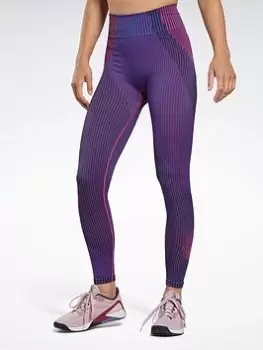 Image of Reebok United By Fitness Myoknit Seamless Leggings, Blue Size M Women