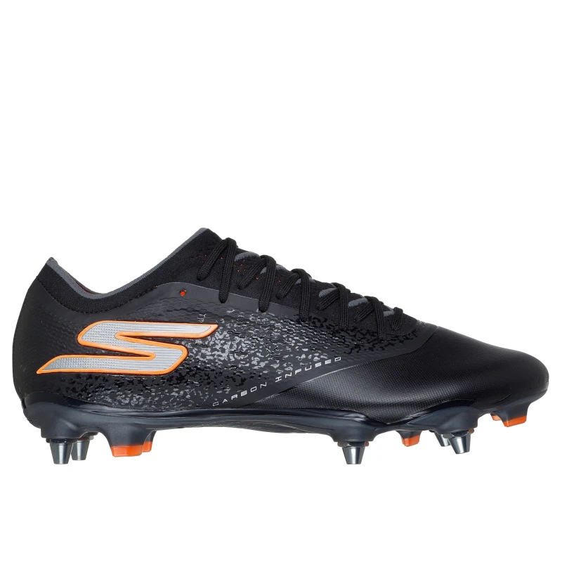 Image of Skechers Razor Adults Elite Soft Ground Football Boots Black/Orange male 8 (42)