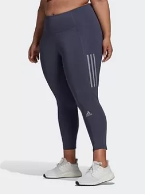 Image of adidas Own The Run 7/8 Running Leggings (plus Size), Blue, Size 4X, Women