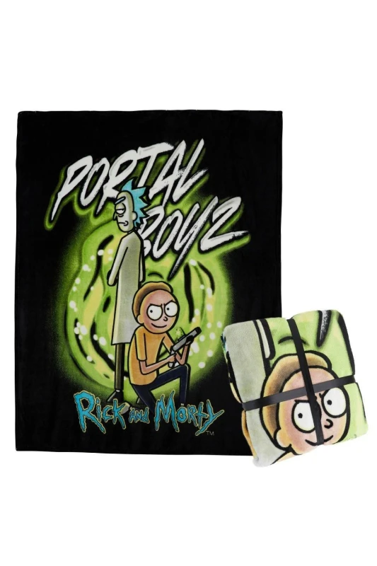 Image of Rick & Morty Cartoon Characters Fluffy Blanket Multi