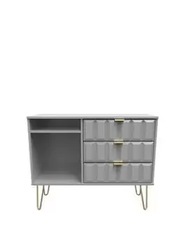 Image of Swift Cube Ready Assembled 3 Drawer TV Unit - Fits Up To To 48" TV - Grey