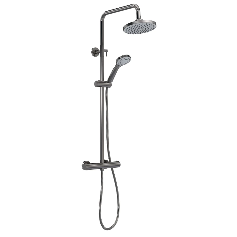 Image of Balterley Thermostatic Shower Kit Fixed HeadAdjustable Handset Brushed Pewter Silver unisex