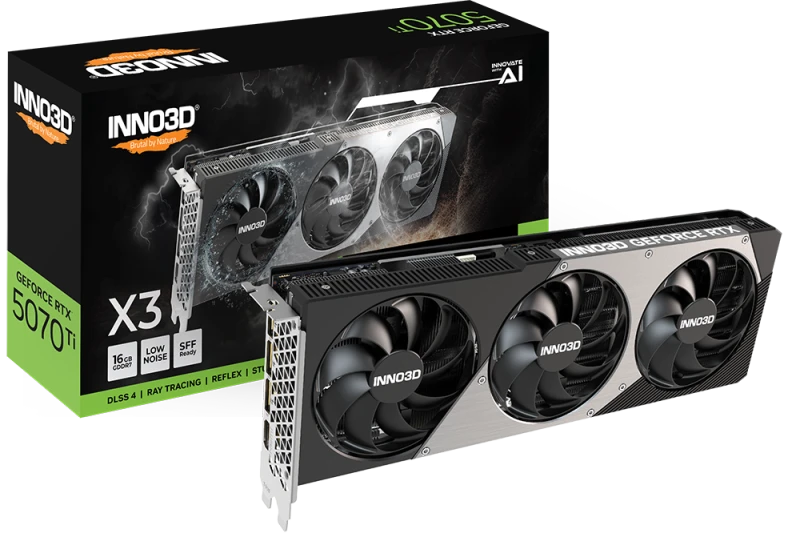 Image of INNO3D GeForce RTX 5070 Ti 16GB X3 Triple Fan GDDR7 OC Edition Graphics Card - N507T3-16D7-176068N