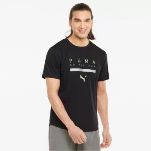 Image of PUMA Logo Short Sleeve Mens Running T-Shirt, Black, size Small, Clothing
