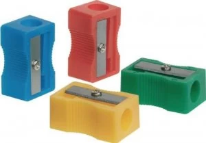 Image of Q-Connect Plastic Pencil Sharpener Single Hole Assorted (Pack of 10) K