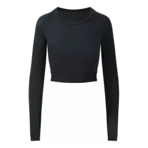 Image of AWDis Just Cool Womens/Ladies Girlie Long-Sleeve Crop Top (S) (Jet Black)