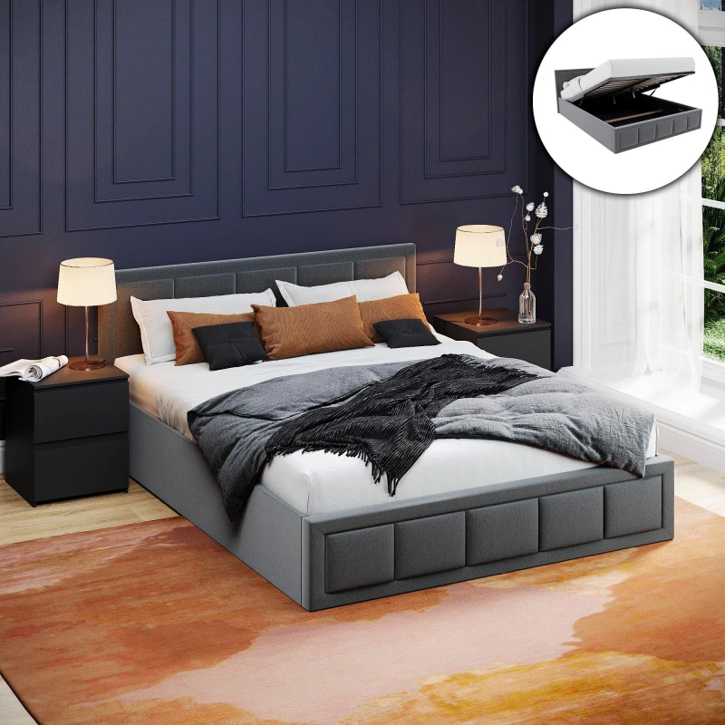 Image of Lassic Vanita King Size Ottoman Fabric Bed UKFR Dark Grey unisex King