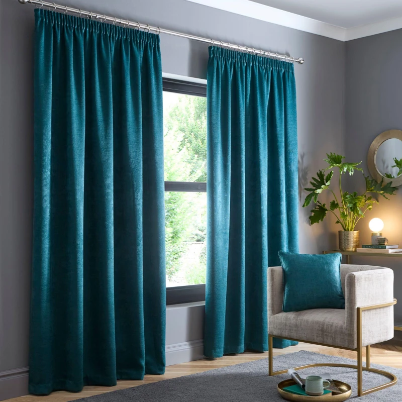Image of Fusion Galaxy Dimout Ready Made Curtains Forest Green