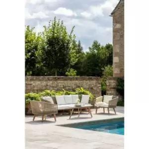 Image of Garden Trading Outdoor Indoor Colwell Sofa Chair Seat Coffee Table Set Wood