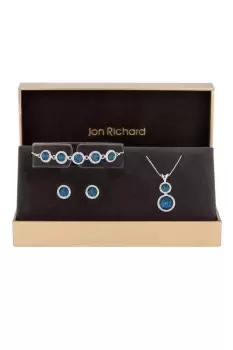 Image of Silver Plated Blue Halo Trio Set - Gift Boxed