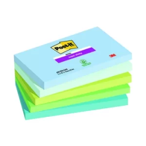 Image of Post-it Super Sticky Notes Oasis 76x127mm 90 Sheets (Pack of 5) 7100258790