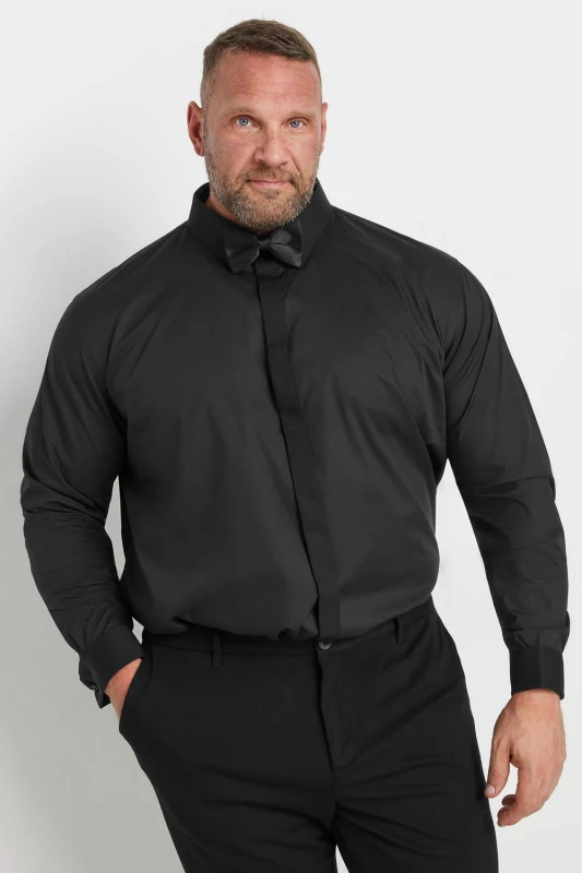 Image of BadRhino Mens Long Sleeve Formal Shirt in Black Size: 23" Black Male 23"