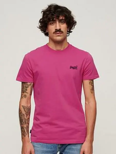 Image of Superdry Echo Pink Organic Cotton Essential Logo T-Shirt Pink Male S 210075UK