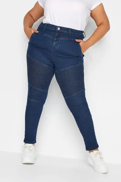 Image of Yours Skinny Biker Jeans Blue