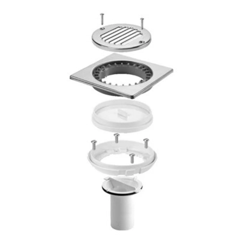 Image of McAlpine TSGCONVSS Stainless Steel Sheet Floor to Tiled Floor Gully Conversion Kit White